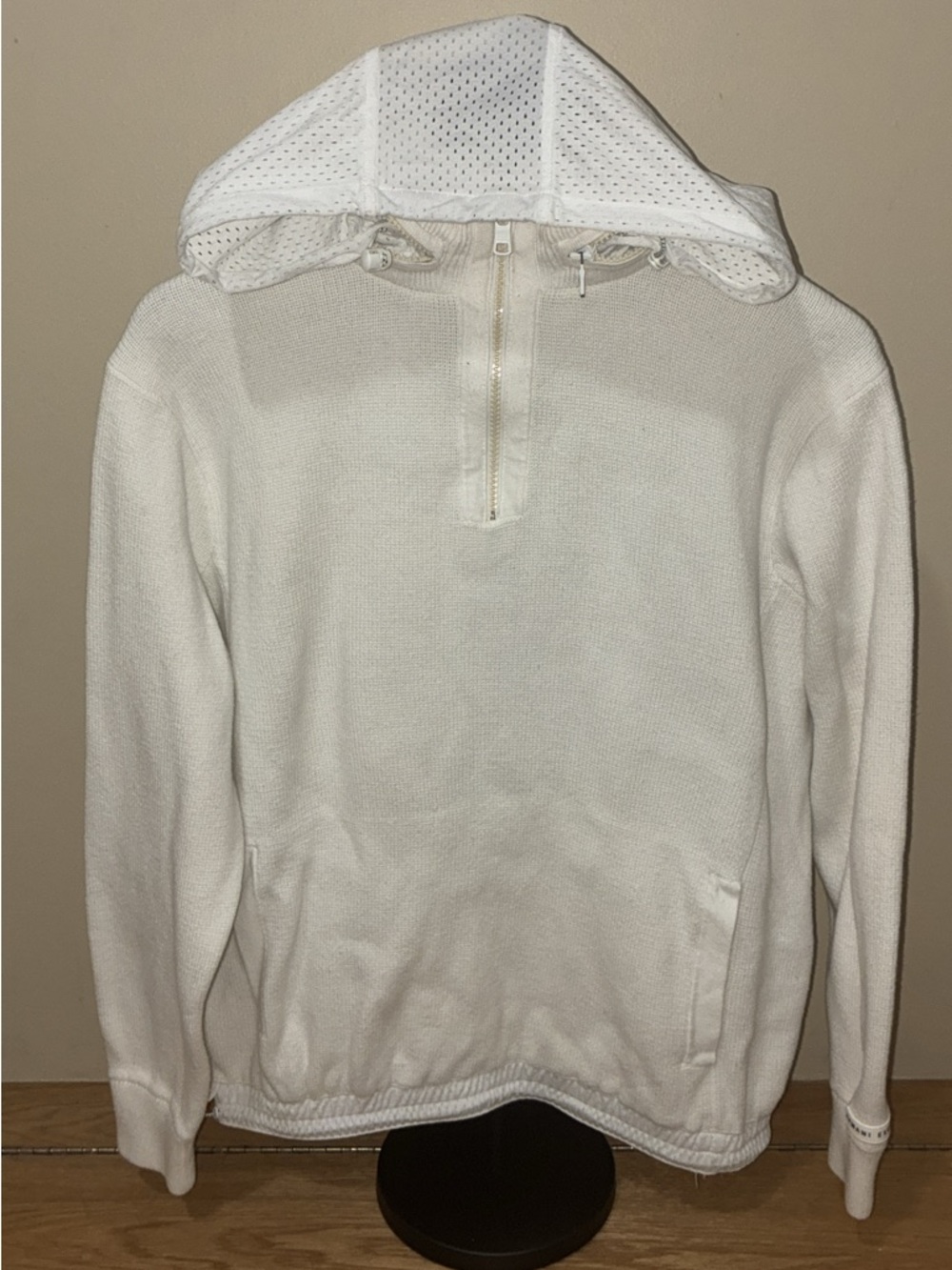 Armani Exchange Men's White Half-Zip Hooded Sweater